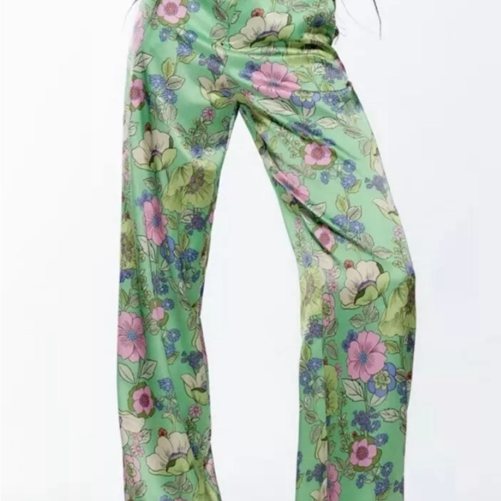 Zara Floral Green Pants